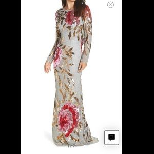 Mac Dugal Wedding/Bridesmaid Sheath Sequin Floral Backless Gown